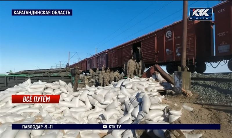 Военные устраняют последствия крушения поезда с пшеницей