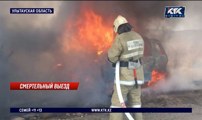 Мужчина сгорел в машине на выезде из Сатпаева