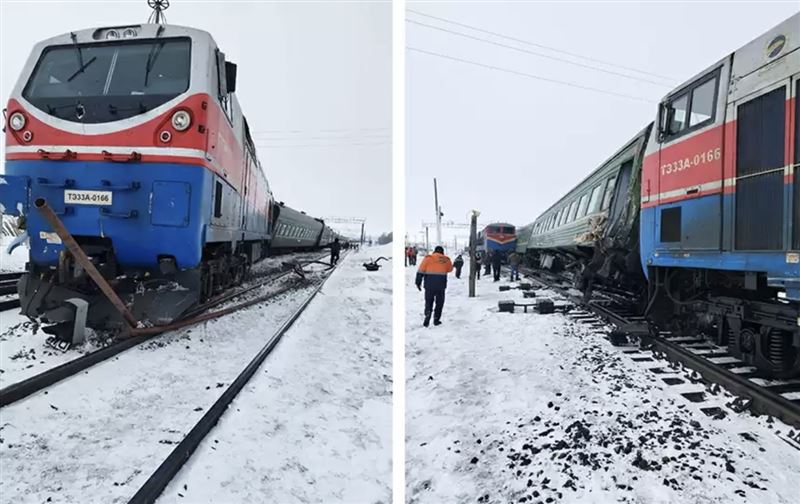 Ақтөбе облысында жолаушылар пойызы локомотивпен соғылып рельстен шығып кетті 