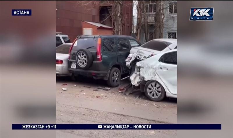 Шофер большегруза в Астане врезался в шесть машин и сбежал