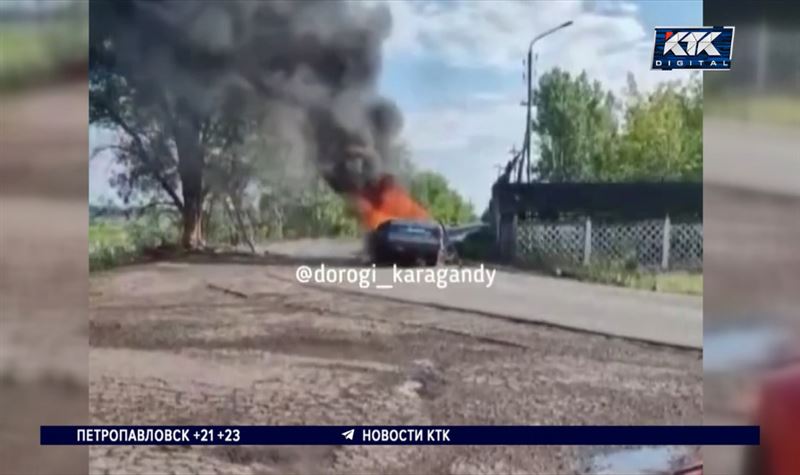 Карагандинец сгорел в автомобиле, врезавшись в дерево