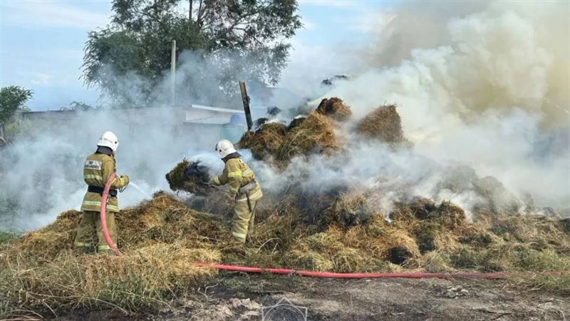 Склады сена горели в двух областях Казахстана 