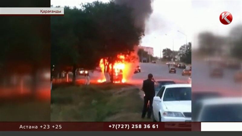 Апат: Қарағандыда жолаушы толы автобус өртеніп кетті.