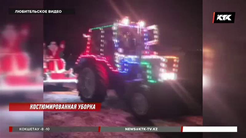 Снег в Караганде убирают сказочные герои