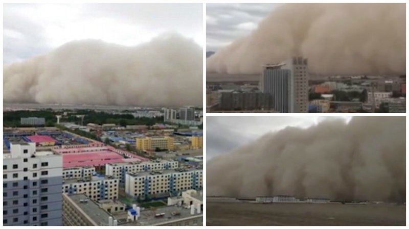 ВИДЕО: Қытайда құмды дауыл бірнеше секундта қаланы жауып тастады